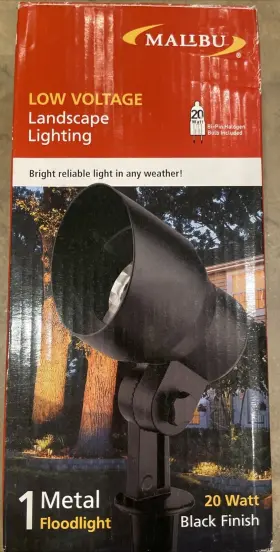 8301-9604-01 Malibu 20 Watt Floodlights 12v Landscape Lighting Black Metal