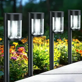Hgu004 Mancra Solar Pathway Lights Outdoor 10 Pack Metal And Glass Cool White