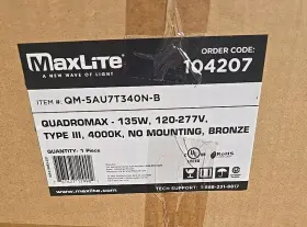 Qm-5au7t340n-b Maxlite Qm5au7t340on 135w Quadromax Led Security Street Light Dimmable 4000k
