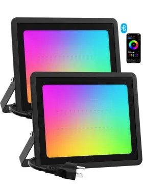 Meloght Mefla100bl Led Flood Light Outdoor 800w Equiv 100w Rgbw Color Changing Floodlight Bluet
