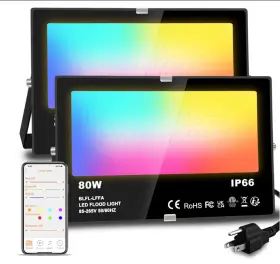 800w Melpo 445010651621 Led Flood Light Outdoor Equivalent 8000lm Smart Rgb Landscape Lighting With