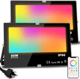 800w Melpo 445033226226 Led Flood Light Outdoor Equivalent 8000lm Smart Rgb Landscape Lighting
