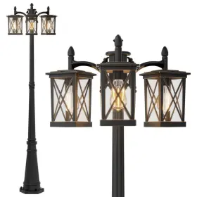 Mla-217p3-hd Meluaim 3-light Black Aluminum Hardwired Outdoor Weather Resistant Post Light Set With