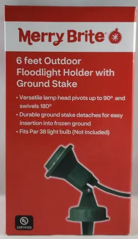 699170 Merry Brite 050428640524 6 Feet Outdoor Floodlight Holder With Ground Stake