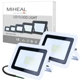 Ip68 Miheal 795261590772 2 Pack White 110v 50w Led Flood Light Daylight