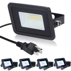 B0bk3phhms Miwat 5-pack 10w Warm White Led Flood Light Outdoor Work Plug And Play