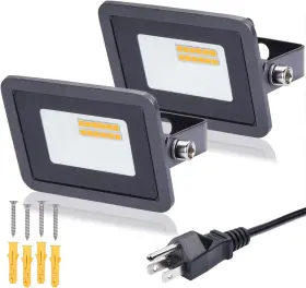 Miwatt 716852019946 2 Pack 10w Plug In Led Flood Light Waterproof Outdoor Floodlights For Pathway