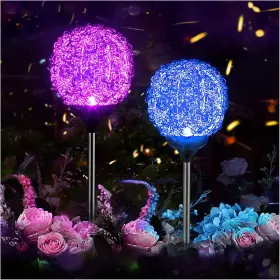 Mmhf 191462429574 Solar Garden Upgraded Outdoor Globe Lights 2 Pack