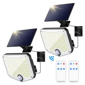 P840401411827 Moko Solar Lights Outdoor 222 Led 3000lm Motion Sensor 2 Pack Black
