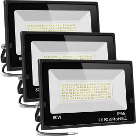 Mncc-80wfl3p Monococo Led Outdoor Flood Lights 80w 3pack Upgraded 8000lm Super Bright Spot Security