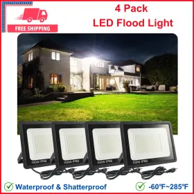 100w Muclud 156821170344 4pack Led Flood Light Outdoor Work 11000lm With 6ft Us Plug Ip66