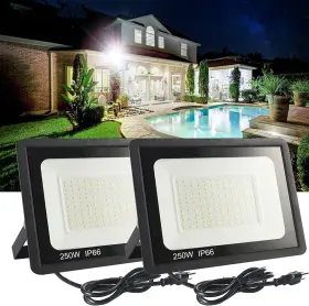 B0c1bvg24p Muclud 2-pack 250w Led Flood Light Outdoor 25500lm Ip66 Work 6ft Us Plug
