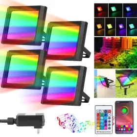 Myfoi 723497201636 Black Plug-in Integrated Led Landscape Flood Light Outdoor Rgb
