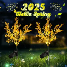 Golden5628 Neporal Solar Lights Outdoor Decorative 2pk 7-stems Golden Yellow