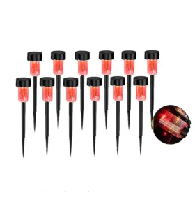 Newote 762924846958 12pcs Red Led Outdoor Plastics Garden Solar Powered Landscape