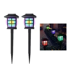 Newote 762924966472 Outdoor Solar Pathway Lights Waterproof 2-packs 2pcs Multicolor