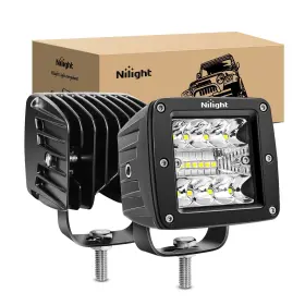 14025c-b Nilight Led Pods 2pcs 3 Inch 42w Cubes Spot Flood Combo Square Driving Fo