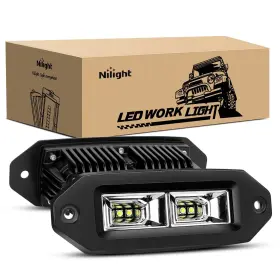14042f-b Nilight 2pcs 40w Flush Mount Led Pods Flood Work Light Bar Off Road Back