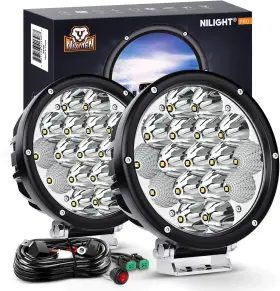 Ip68 Nilight 313030947987 2pcs 7inch 85w Led Driving Light 10200lm Spot Flood Combo Round Bui
