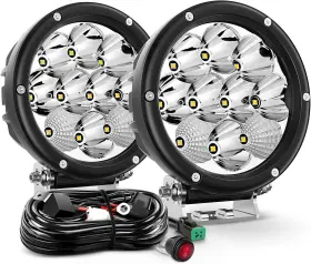 R0230 Nilight 5.7 Inch Round 50w Led Driving Light With 16awg Dt Connector Wiring Harnes