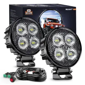 W0812b Nilight 2 Pcs 3 Inch Led Pods Round 1500lm Built-in Emc Work Light 90 Floo