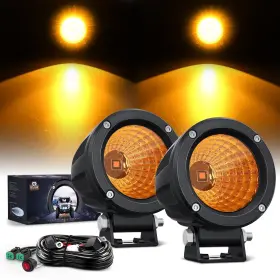 W1610fah Nilight Amber Led Light Pods 2 Pcs 3 Inch Flood Round Offroad Driving Auxiliary F