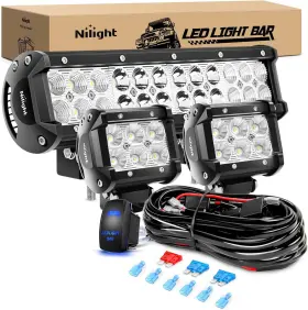 Zh085 Nilight 12 Inch 72w Led Light Bar Spot Flood Combo 2pcs 4 18w Pods Boat