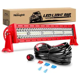 Zh805 Nilight Led Light Bar 22inch Triple Row Spot Flood Combo Lights Red Shell Wit