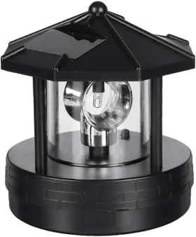 15690616070873 Ninefox Solar Lighthouse 360 Degree Rotating Led Black Red