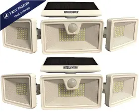 Nls650m3s-2 Nitelighter Outdoor Solar Powered Flood Lights With Motion Large White