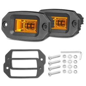 800121 Niwaker Powersports Flush Mount Led Pods Amber 2pcs 4 Inch 40w Off Road Driving Light Ba