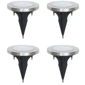 No 012109108297 Solar Powered Stainless Steel Led Landscape Disc Lights 12 Lumens 4 Count