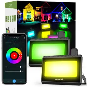 Novostella 0744603916831 20w Rgbcw Smart Led Flood Lights Outdoor Dimmable Wifi 2000lm 2/4 Pcs