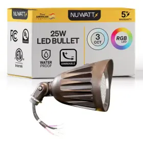 Nuwatt 313106833831 25w Outdoor Bronze Integrated Led Bullet Light 3-color Selectable Flag Pole &