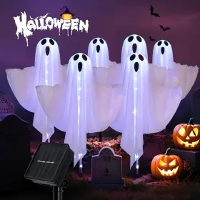 Hed081 Ohwewant 6-pack Solar Ghost Lights For Halloween Decorations Outdoor Light Up White