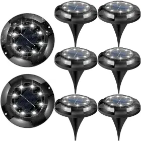 Okejunye 719559186362 Solar Ground Lights Outdoor Waterproof 8 Pack 12 Leds Garden Disk Ligh