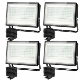 100w Olafus 631105789554 Flood Lights Outdoor 9000lm Led Work Light Plug In 6500k Black