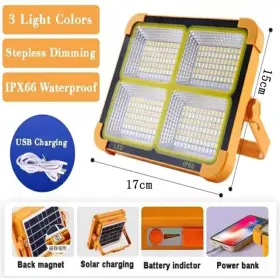 Onestop-stores 313024875890 New Rechargeable Solar Flood Light Outdoor Portable Led Reflector Spotlight Rech