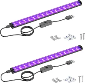 Onforu 313090427429 2 Pack 10w Led Black Light Bar 1ft Usb Tube Blacklight Bars With Switch