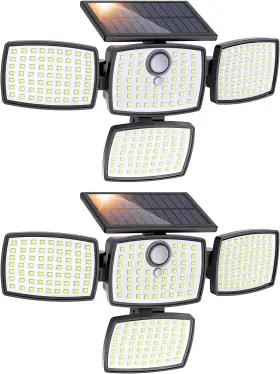 Ip65 Onforu 720158411243 3000lm Solar Motion Sensor Outdoor Flood Lights 4-head 2 Pack