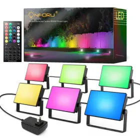 B08l7g2gtp Onforu Rgbw Flood Lights Outdoor Remote Color Changing Led Landscape 6-pack
