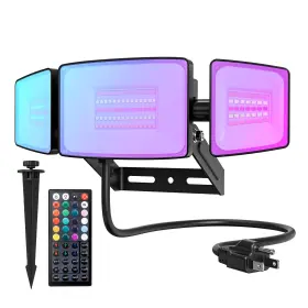 Bdj55rgbw-3 Onforu Outdoor Flood Lights 50w 3 Head Rgbw Multicolor Black
