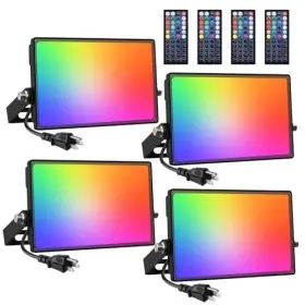 Uflbr015102 Onforu 4 Pack Rgb Led Flood Light 160w Equivalent Diy Color Changing Stage Lights W Uflbr015102 Onforu 4 Pack Rgb Led Flood Light 160w Equivalent Diy Color Changing Stage Lights W