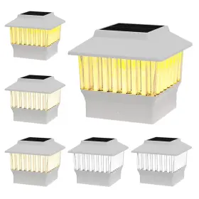 Os0206-06 Onlsity 6-pack White Solar Post Cap Lights Outdoor 50 Lumen 3-color Adjustable 3000