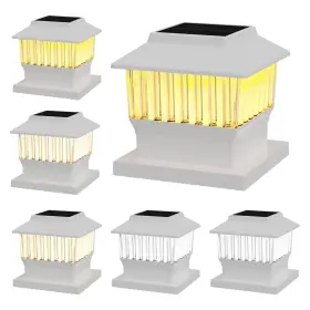 Os0216-06 Onlsity 6-pack White Solar Post Cap Lights Outdoor 50 Lumen 3-color Adjustable 3000