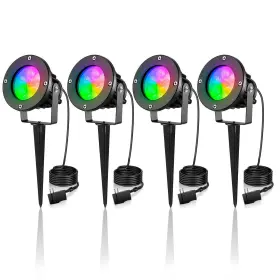 Ves1623 Ourleeme Rgb Landscape Lights Outdoor Spotlight With Stake Lawn Flood Light