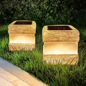 Outable 717717799867 2 Pack Solar Rock Lights Outdoor - Garden Decor Landscape Brown