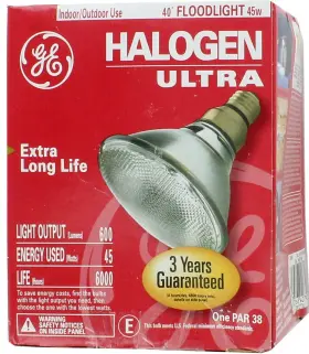 Outside/inside 043168407908 Ge Halogen Ultra Par38 45w 40 Extra Long Floodlight Inside/outside Use