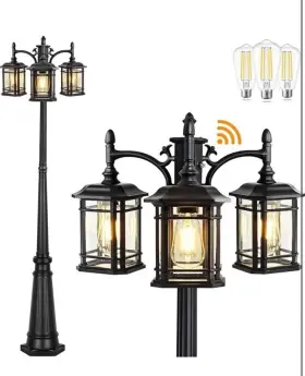 Pl005 Partphoner Dusk To Dawn Outdoor Lamp Post Lights Black Light Pole With Clear
