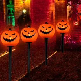 Pasuto 796229046386 Halloween Decorations Outdoor Pumpkin 7 Ft 4 Pack-orange Scary Pumpkins